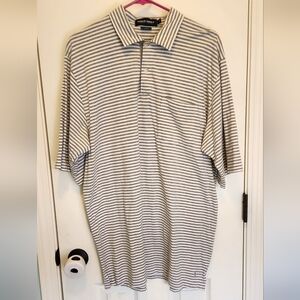 Polo Golf Ralph Lauren grey & white striped Pima cotton polo shirt, size large